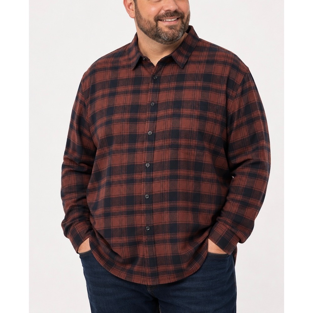 SO Flannel Shirt Mens XL Brown Black Plaid  Long Sleeve Button Down Cotton NWT
